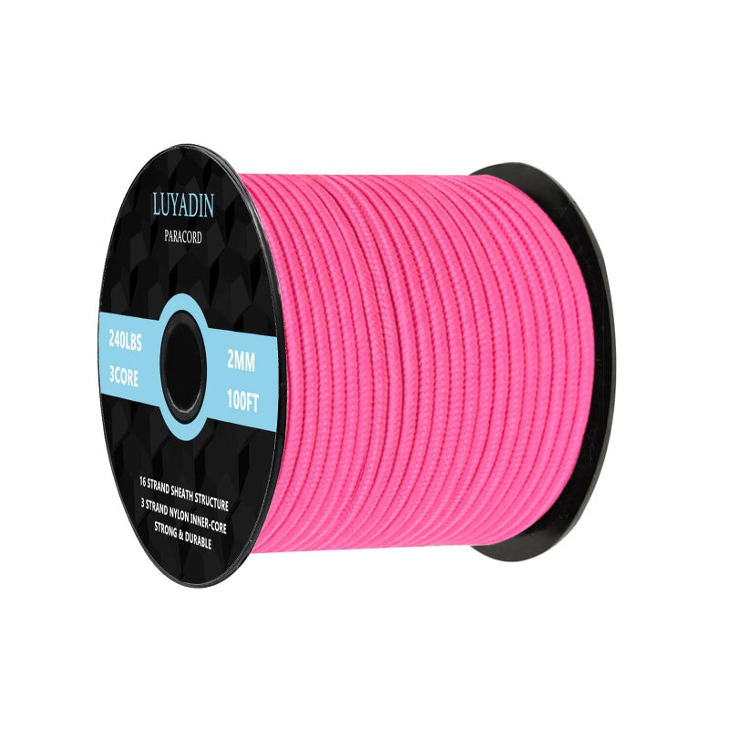 LUYADIN Paracord 240lb - Diameter 2mm Micro Utility Cord -3 Strand Parachute Spool Cord - 100ft 200ft,Paracord for Camping,Hiking,Fishing,Outdoor and DIY - Image 1
